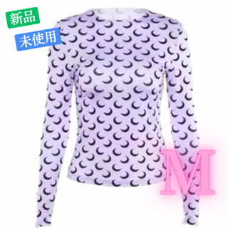 クレセントムーン 三日月 プリント トップス Tシャツ パープル M(Tシャツ(長袖/七分))