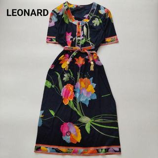 LEONARD - 美品 レオナール ベルト ワンピース ロング 花柄 LEONARD - 美品 レオナール ベルト ワンピース ロング 花柄