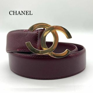 CHANEL - CHANEL ベルト ココマーク ワインレッド ゴールド CHANEL - CHANEL ベルト ココマーク ワインレッド ゴールド
