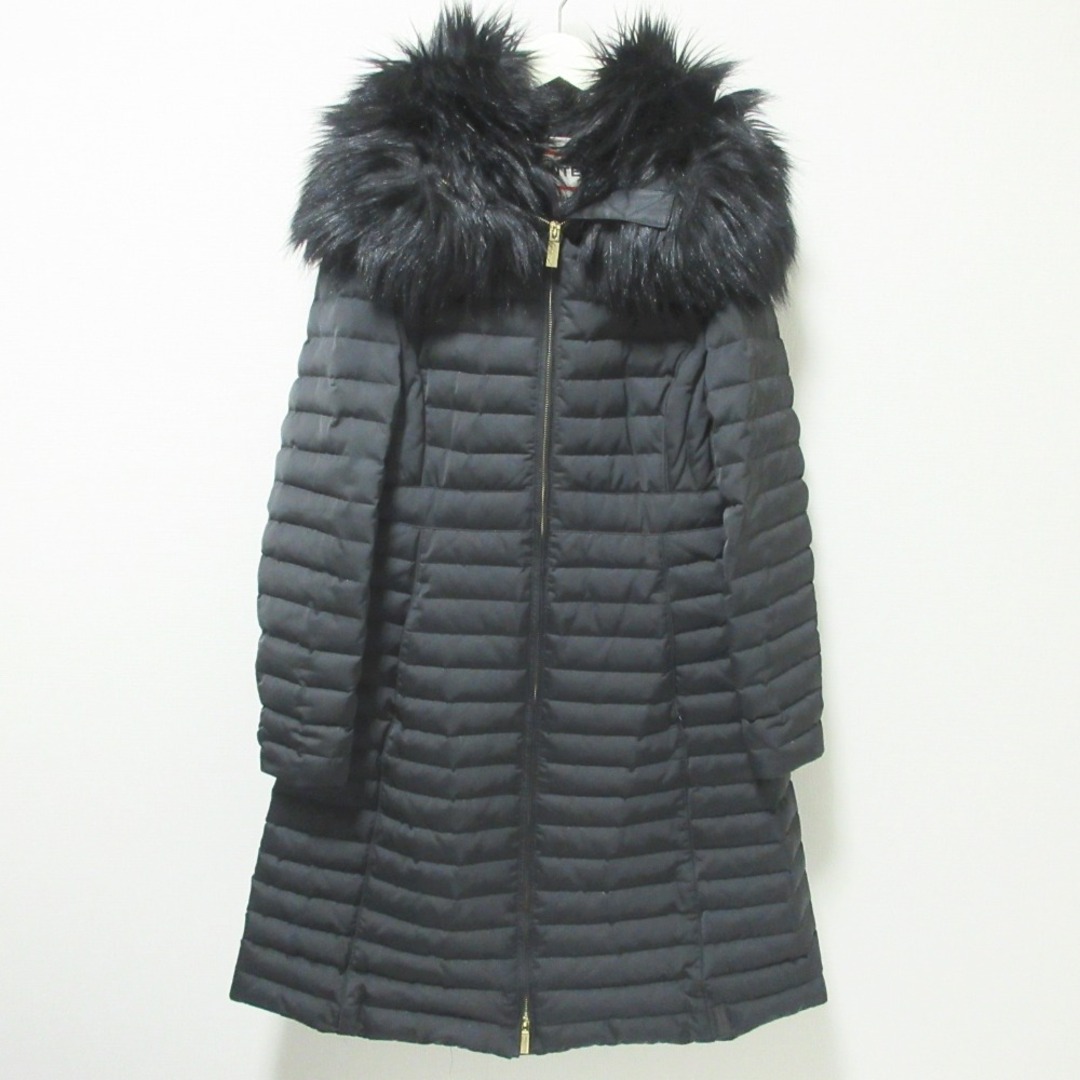 HUNTER - 美品 Hunter ハンター エコファー フェイクファー ロング フーデッド ダウンコート M ブラック レディース 古着 中古 USED