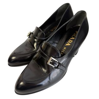 PRADA - 美品 PRADA プラダ レザー ベルトデザイン ポインテッド PRADA - 美品 PRADA プラダ レザー ベルトデザイン ポインテッド