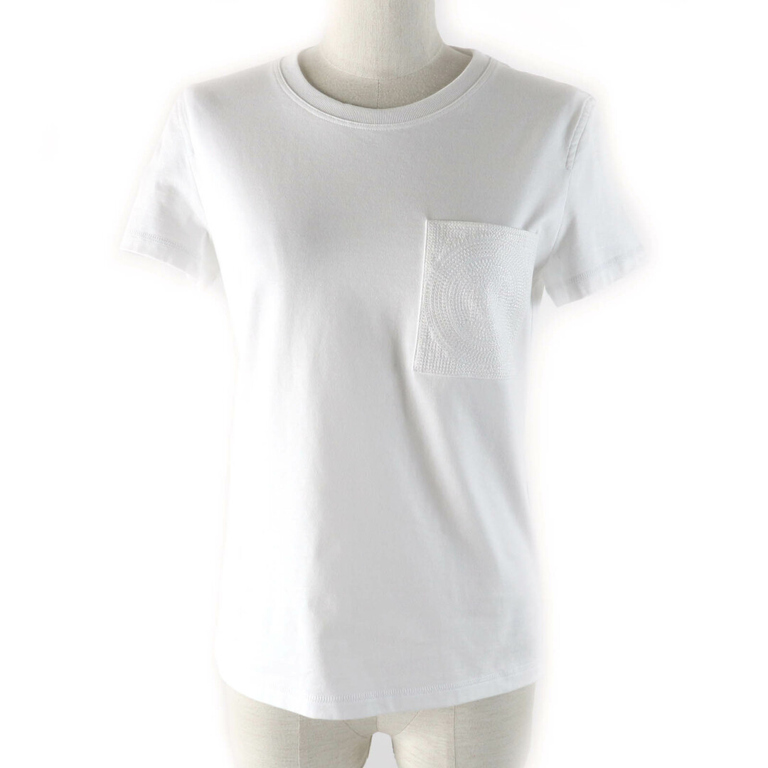 HERMES - 未使用品★HERMES エルメス 23SS 3E4620DL コットン100％ モザイクポケット クルーネック 半袖Ｔシャツ ホワイト 34 フランス製 正規品 レディース