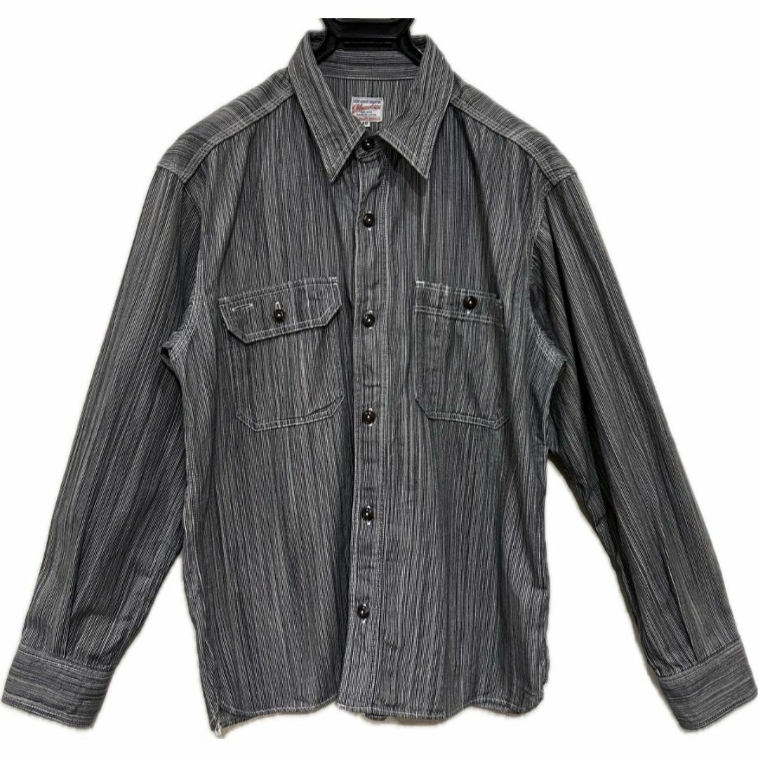 MOMOTARO JEANS - ＊桃太郎ジーンズ 絣調インディゴ 長袖ワークシャツ 40