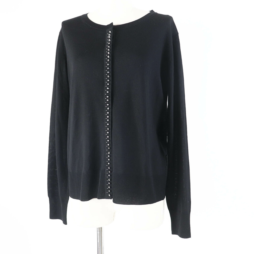 MONCLER - 極美品◎MONCLER モンクレール 2019年製 CARDIGAN ウール スタッズ付き 長袖 カーディガン ブラック シルバー金具 M 正規品 レディース
