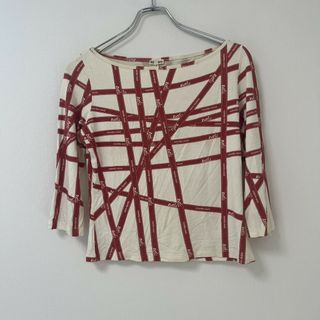 エルメス(HERMES)の【HERME'S PARIS】エルメス カットソー トップス 七分袖カットソー L レッド系 イタリア製(カットソー(長袖/七分))
