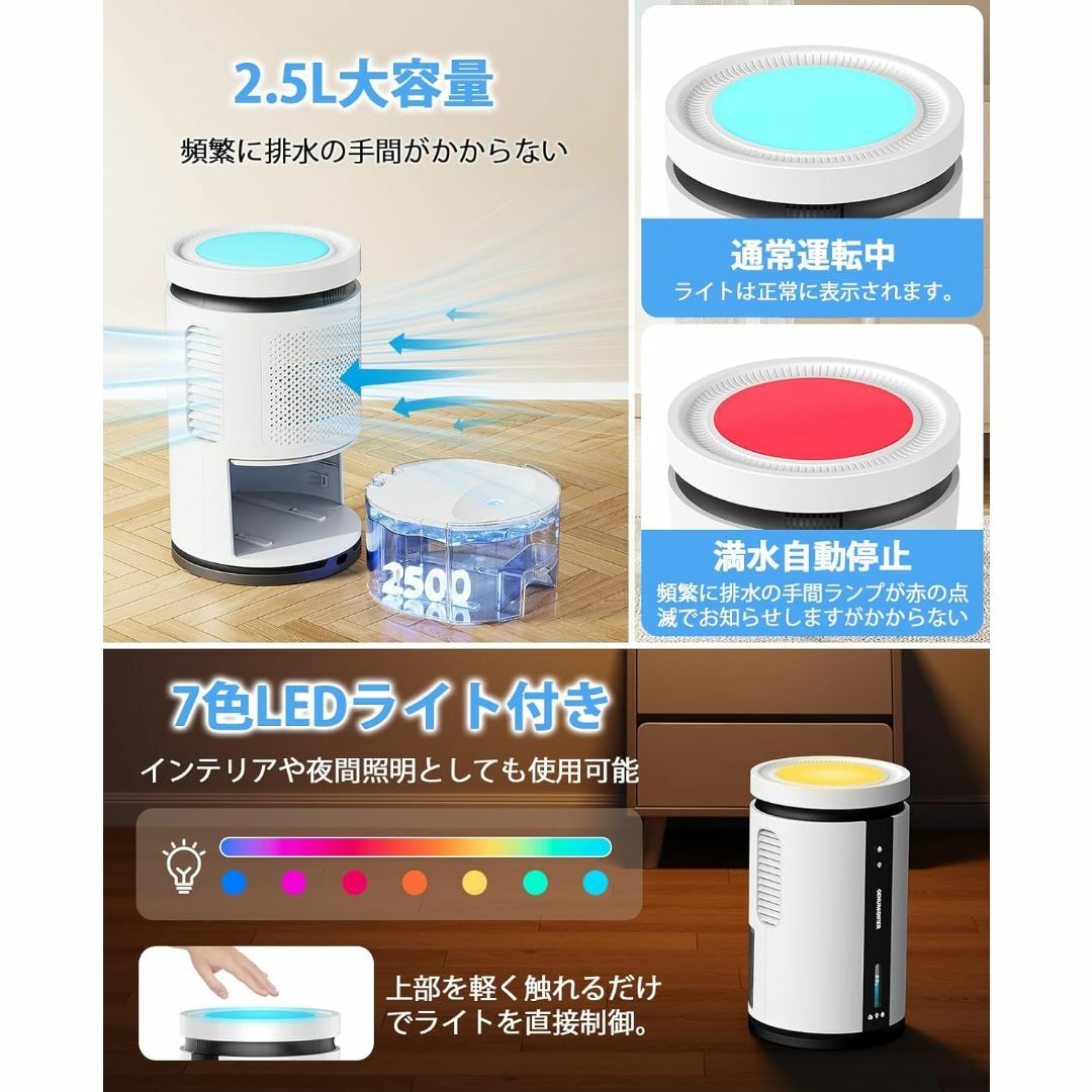 LETCREN 除湿機 小型 除湿器 衣類乾燥 静音 2025全新進化除湿