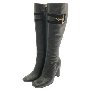 GUCCI モノグラムブラック ロングブーツ ハイヒール24.5 25㎝ GUCCI モノグラムブラック ロングブーツ ハイヒール24.5 25㎝