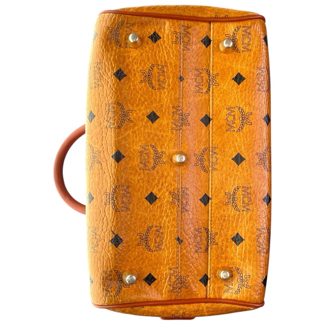 美品】MCM オレンジ レザー ミニボストンバック C3954