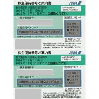 エーエヌエー(ゼンニッポンクウユ)(ANA(全日本空輸))の最新 ☆ ANA 株主優待券 航空券 2枚(航空券)