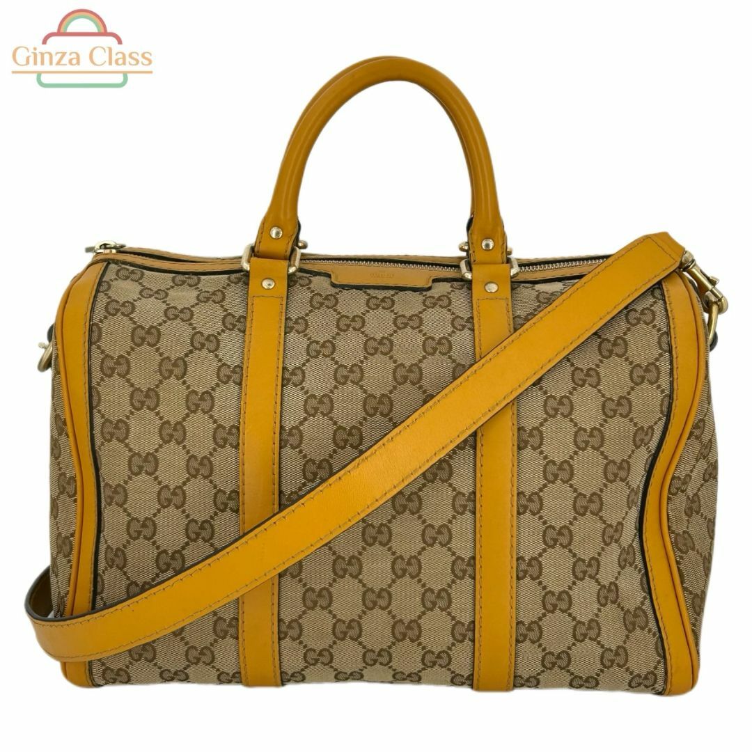 GUCCI - GUCCI グッチ GGキャンバス 2WAY ボストンバッグ GGキャンバス イエロー/ブラウン ゴールド金具 247205 525040 ハンドバッグ ショルダーバッグ Ginza Class Luxury Shop