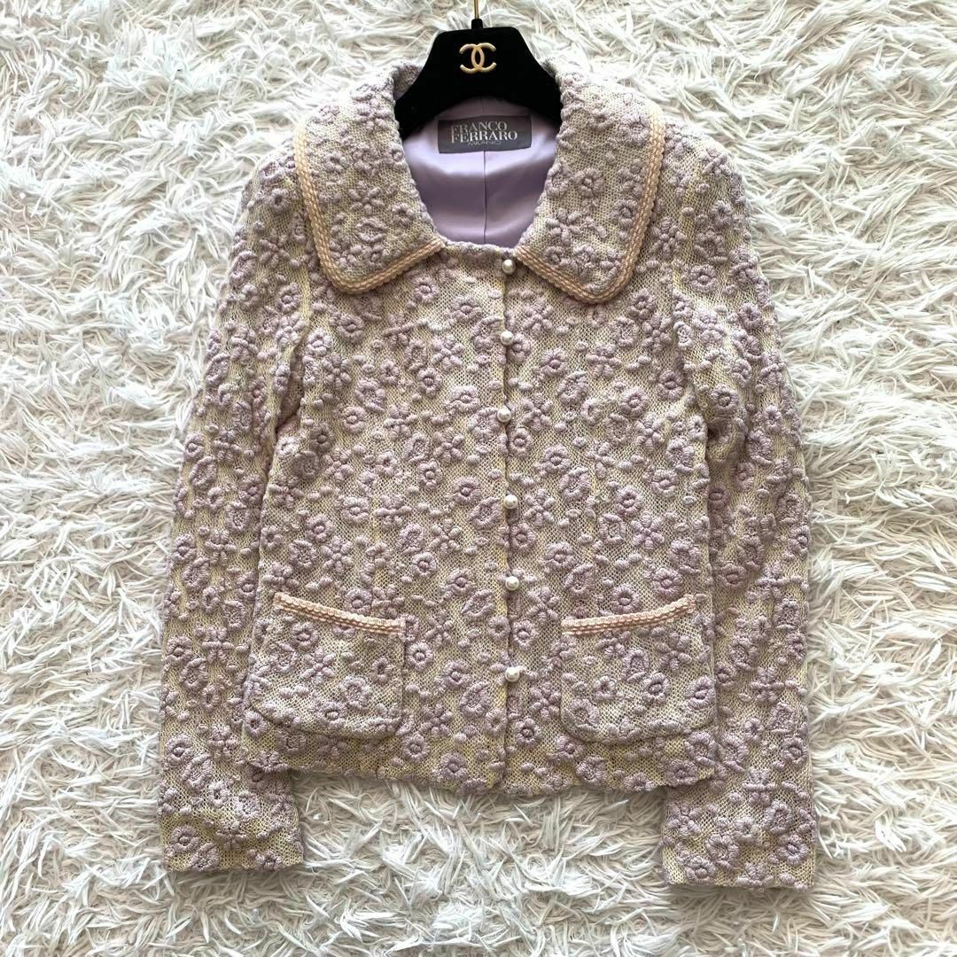 美品♡フランコフェラーロ 刺繍 セットアップ 冠婚葬祭