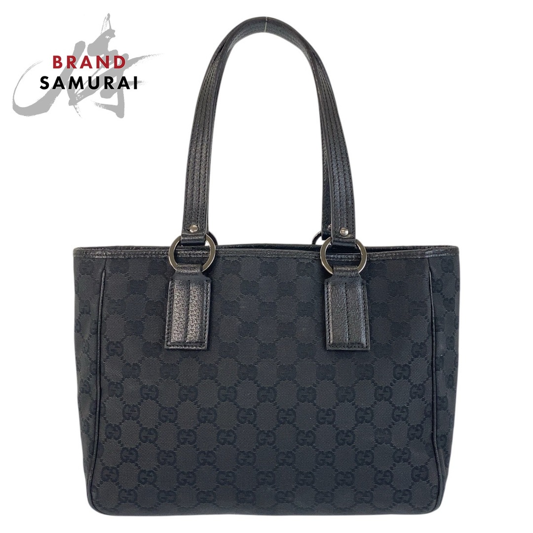 GUCCI - 美品 GUCCI グッチ ブラック 黒 GGキャンバス /レザー 113019 トートバッグ ショルダーバッグ レディース 501077 【中古】