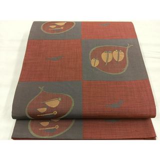 平和屋着物●六通柄袋帯　めだか・市松文様　正絹　逸品　BAAO5256ea(帯)