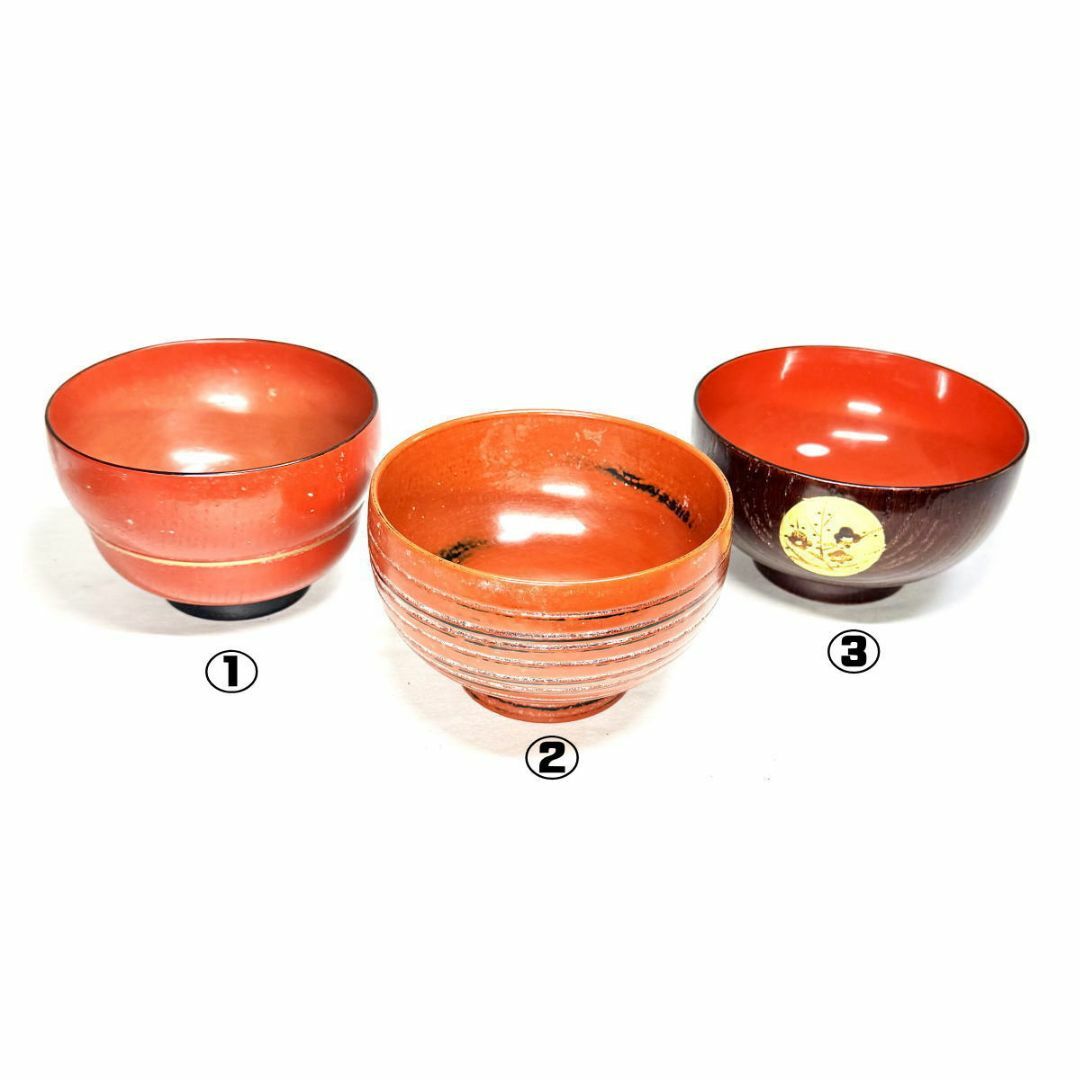 木製本漆塗 御汁椀 3個 根来塗椀 漆器 時代物 骨董 古美術 WWWT094