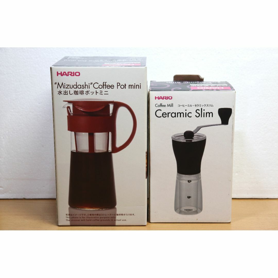 HARIO(ハリオ)のHARIO　ハリオ式珈琲　コーヒーミル・セラミックスリムと水出し珈琲ポットミニ インテリア/住まい/日用品のキッチン/食器(収納/キッチン雑貨)の商品写真