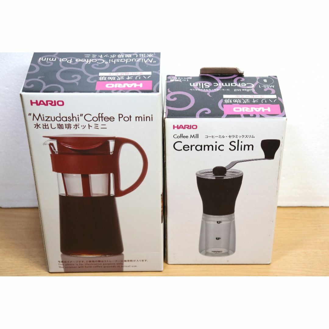 HARIO(ハリオ)のHARIO　ハリオ式珈琲　コーヒーミル・セラミックスリムと水出し珈琲ポットミニ インテリア/住まい/日用品のキッチン/食器(収納/キッチン雑貨)の商品写真