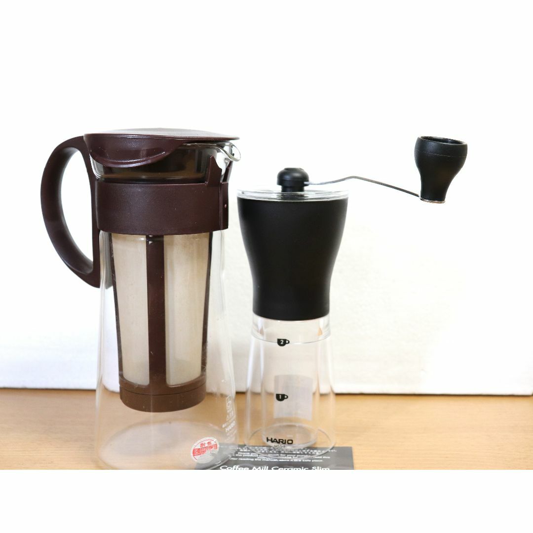 HARIO(ハリオ)のHARIO　ハリオ式珈琲　コーヒーミル・セラミックスリムと水出し珈琲ポットミニ インテリア/住まい/日用品のキッチン/食器(収納/キッチン雑貨)の商品写真