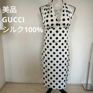GUCCI - え18 美品 GUCCI グッチ ロング丈ワンピース 水玉 GUCCI - え18 美品 GUCCI グッチ ロング丈ワンピース 水玉