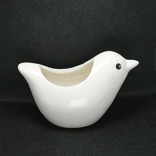 シンプルな白い小鳥の植木鉢 R2503-06(プランター)