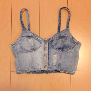 トップショップ(TOPSHOP)のダメージデニムビスチェ(ベスト/ジレ)