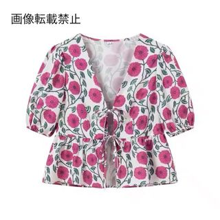 🐹3月新作🌸16555◆フラワー 花柄 ブラウス(シャツ/ブラウス(半袖/袖なし))
