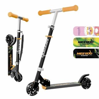 アルミキックスクーター キッズスクーター ライトアップ キックボード 黒(その他)