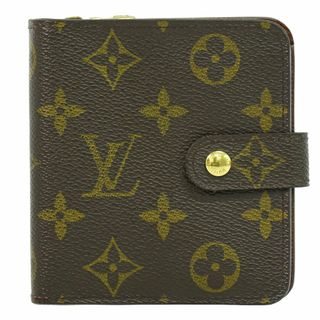 ルイヴィトン(LOUIS VUITTON)の本物 ルイヴィトン LOUIS VUITTON LV コンパクトジップ モノグラム 折財布 コンパクトウォレット ブラウン M61667 ビトン 財布 ウォレット 中古(財布)