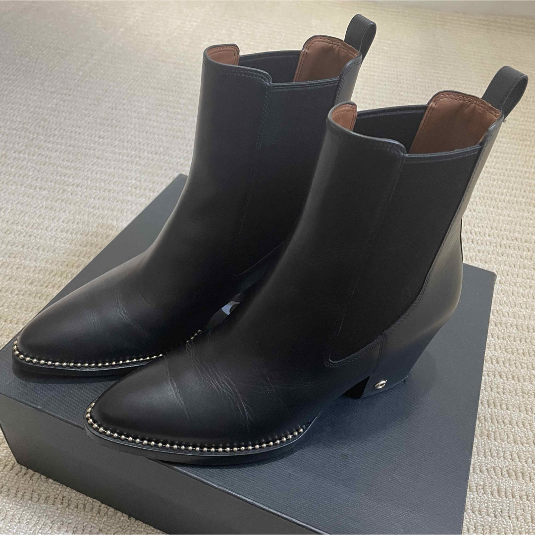 COACH - 24.5cm コーチ PIERCE LTHR BOOTIE サイドゴアブーツ 黒