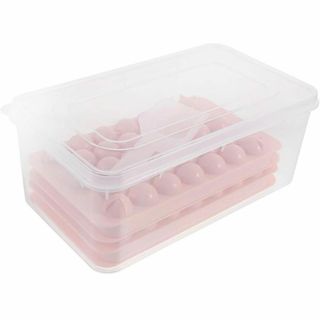 製氷皿 2段式 スコップ付き アイスボール 製氷容器 アイスキューブ ピンク(その他)