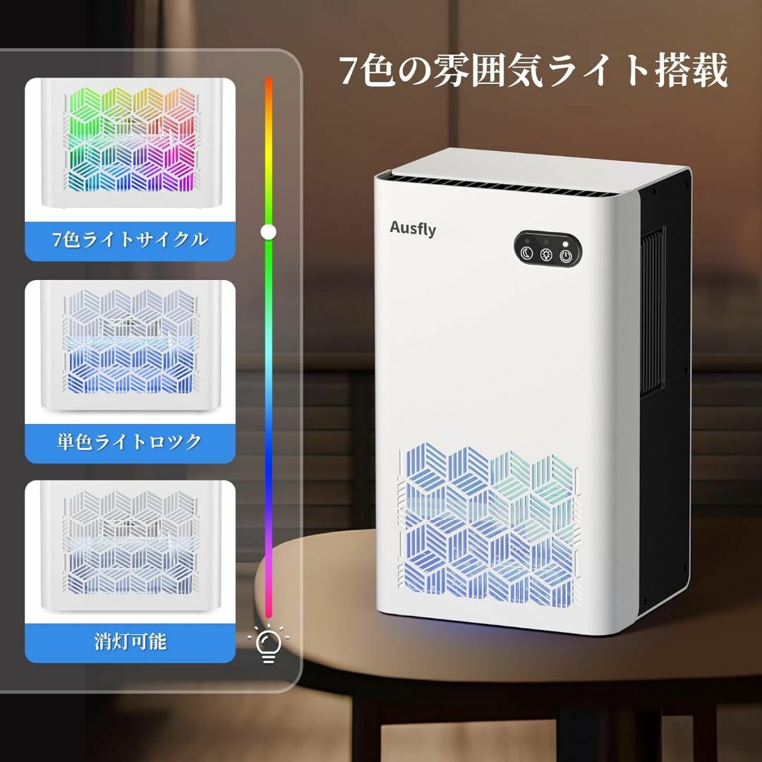 Ausfly 除湿機 強力除湿 2L大容量 約15畳対応 7色LEDライト静音 楽天市場】Ausfly 除湿機 小型 強力除湿 除湿器 2L大容量 約15畳