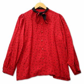ジュンアシダ(jun ashida)のジュンアシダ リボンカラー 星プリント シルク シャツ 9 レッド(シャツ/ブラウス(長袖/七分))