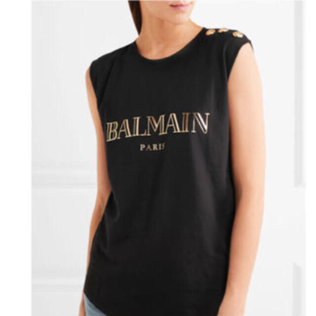 BALMAIN(バルマン)の浜崎あゆみ着用バルマンBALMAIN最新作☆ボタン付コットンロゴTシャツ レディースのトップス(Tシャツ(半袖/袖なし))の商品写真