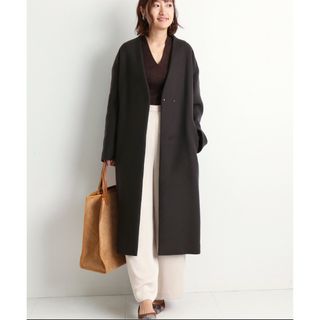 IENA - IENA くるみボタン メルトンコート ノーカラーコートの IENA - IENA くるみボタン メルトンコート ノーカラーコートの