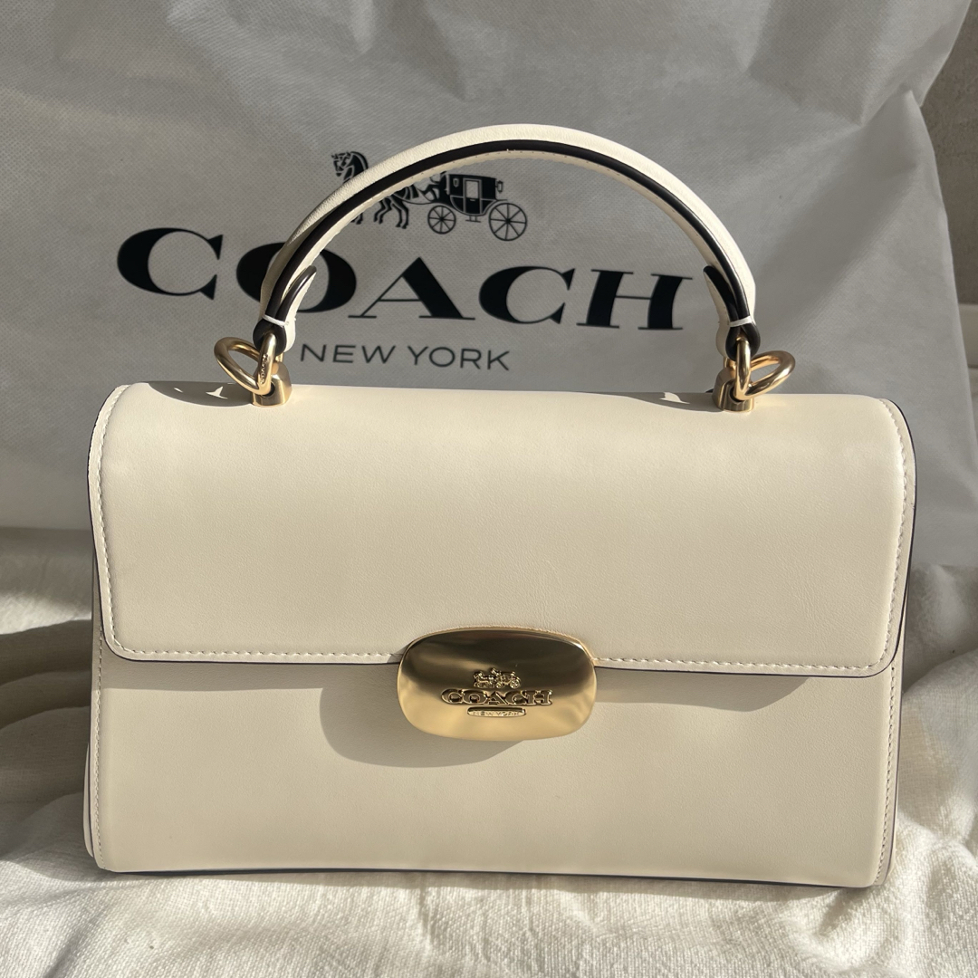 COACH - 極美品　COACH エライザ　ホワイト　ハンドバッグ　ゴールド金具