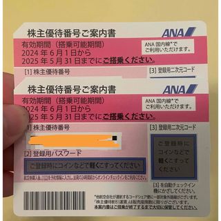 エーエヌエー(ゼンニッポンクウユ)(ANA(全日本空輸))のANA株主優待券　2枚(航空券)