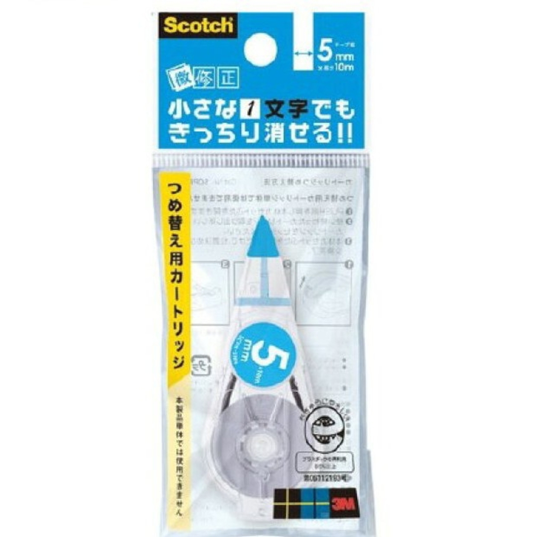 3M(スリーエム)のスコッチ 修正テープ 微修正 交換式 交換用カートリッジ ブルー SCPR-5N インテリア/住まい/日用品の文房具(消しゴム/修正テープ)の商品写真