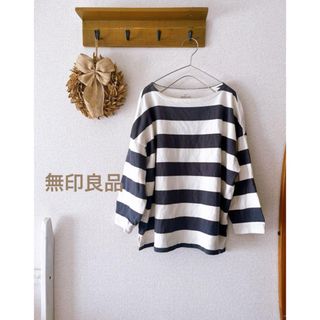 ムジルシリョウヒン(MUJI (無印良品))のカットソー トップス　無印　ボーダー　シャツ　チュニック　無印良品　コットン(Tシャツ(長袖/七分))