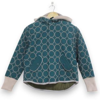 ミナペルホネン(mina perhonen)の美品 21AW mina perhonen ミナペルホネン tambourine 刺繍 フーディージャケット キッズサイズ 140 グリーン系 キッズ 古着 中古 USED(ジャケット/上着)