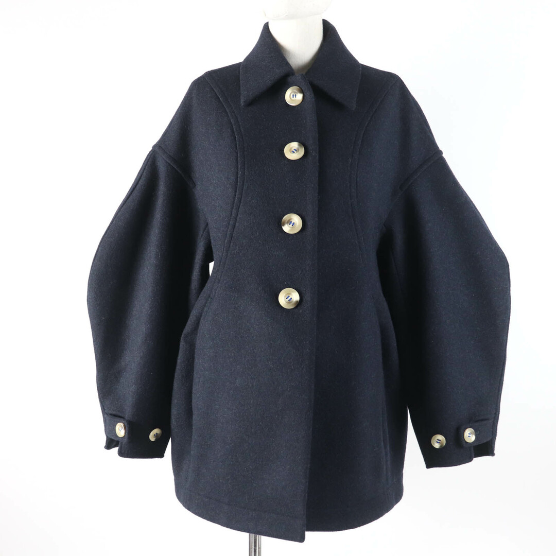 未使用品☆ENFOLD エンフォルド 300GA130-0480 SOLID JACKET メルトン ジャケット バルーン コート ダークネイビー 38 正規品 レディース
