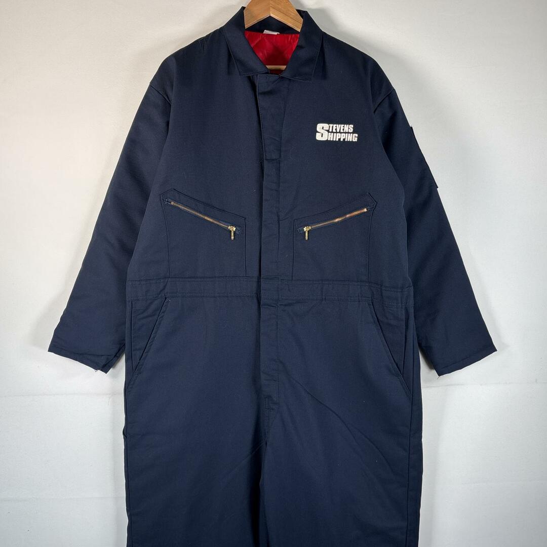 RED KAP - 古着 90's/90年代 レッドキャップ RED KAP USA製 長袖つなぎ オールインワン ワーク 作業着 大きいサイズ 中綿 バックプリント  XL -RG  ネイビー メンズ