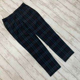 PIECE PACE カジュアルパンツ　Ｍ　チェック　紺　ズボン　テーパード(カジュアルパンツ)