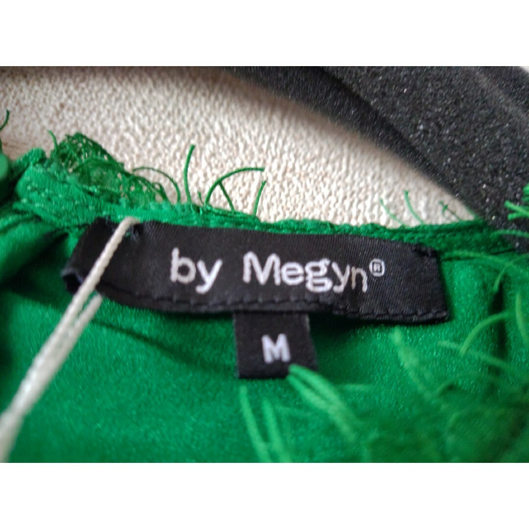 新品　チュニック　ワンピース　グリーン　刺繍　ビーズデコ　Mサイズ　タグ付き レディースのワンピース(ひざ丈ワンピース)の商品写真
