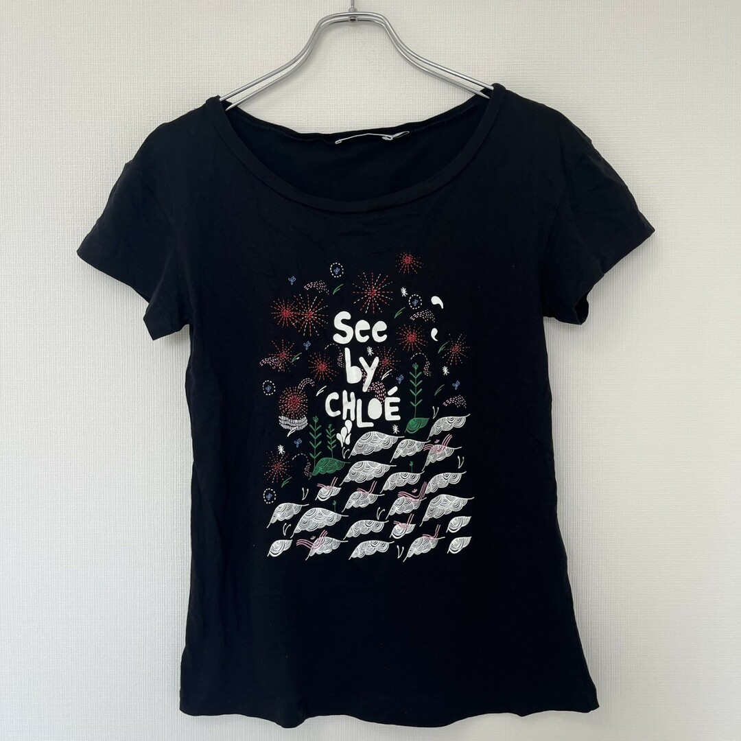 SEE BY CHLOE - 【SEE BY CHLOE】シーバイクロエ Tシャツ 半袖Tシャツ トップス 半袖 ロゴT ブラック