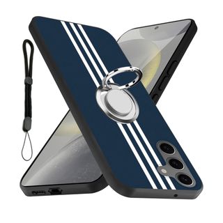 Galaxy S24ケース リング耐衝撃 TPU 指紋防止 シリコン ネイビー(Androidケース)