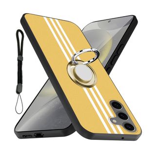 Galaxy S24ケース リング耐衝撃 TPU 指紋防止 シリコン イエロー(Androidケース)