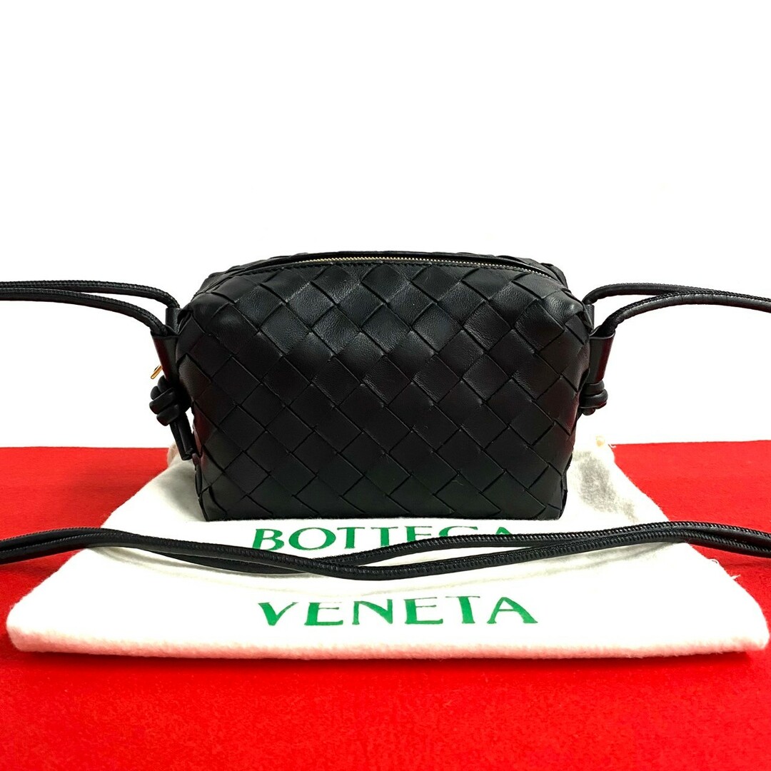 BOTTEGA VENETA - 極 美品 袋付き BOTTEGA VENETA ボッテガヴェネタ ループ スモール イントレチャート レザー 本革 ミニ ショルダーバッグ ブラック 21741