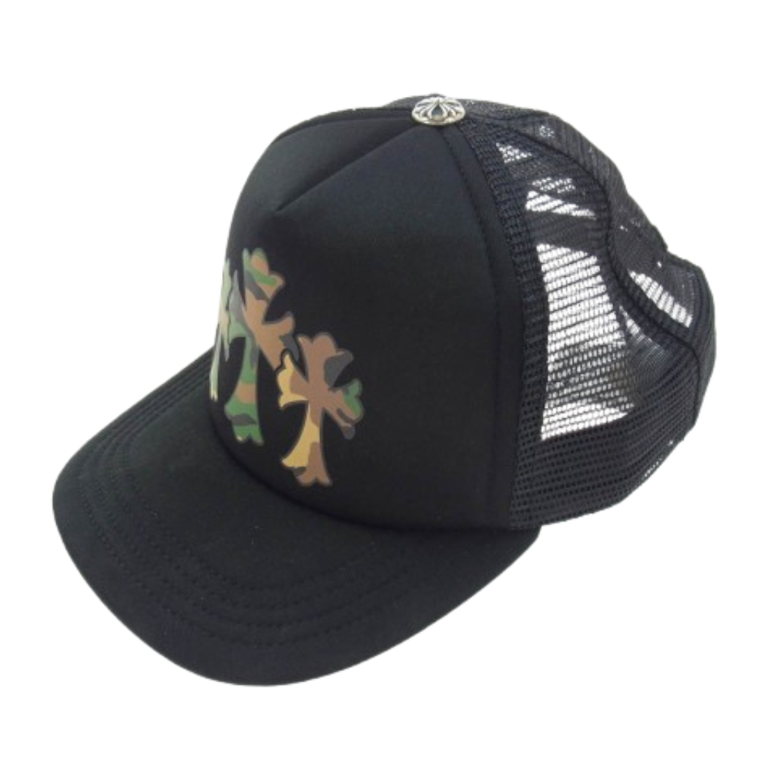 Chrome Hearts - CHROME HEARTS クロムハーツ（原本無） 24SS Camo Cementary Cross Tracker Cap カモフラージュ セメタリークロス トラッカー メッシュ キャップ クロスボール付き ブラック系【中古】