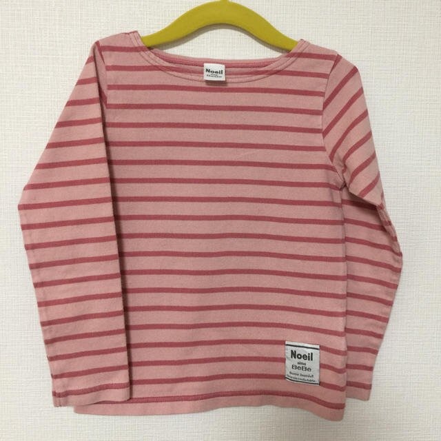 BeBe(ベベ)のしょこ様専用 べべ  ノイユ  サーモンピンク ボーダー長袖Tシャツ  120 キッズ/ベビー/マタニティのキッズ服男の子用(90cm~)(Tシャツ/カットソー)の商品写真