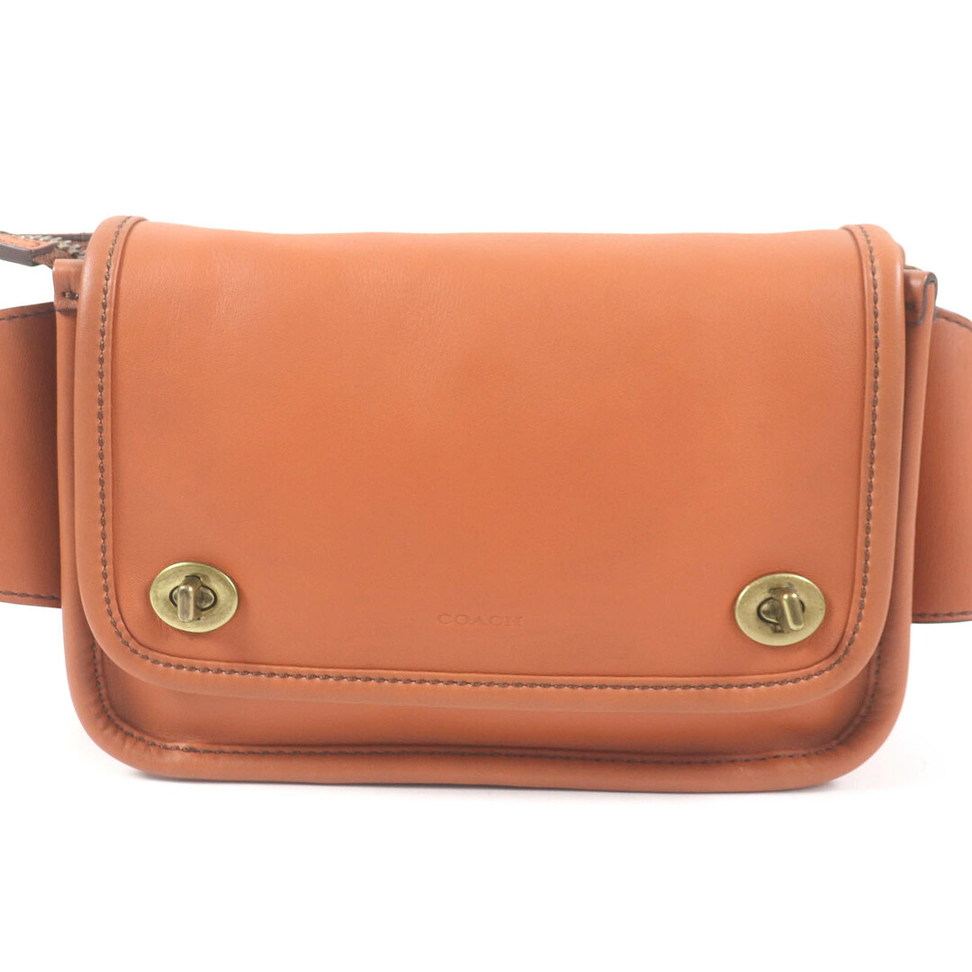 COACH - 美品□COACH コーチ 70722 ターンロック オールレザー フラップ式 斜め掛け ウエストバッグ ボディバッグ ブラウン メンズオススメ◎