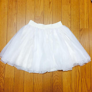 ナイスクラップ(NICE CLAUP)のNICE CLAUP チュールスカート ホワイト 春服(ミニスカート)